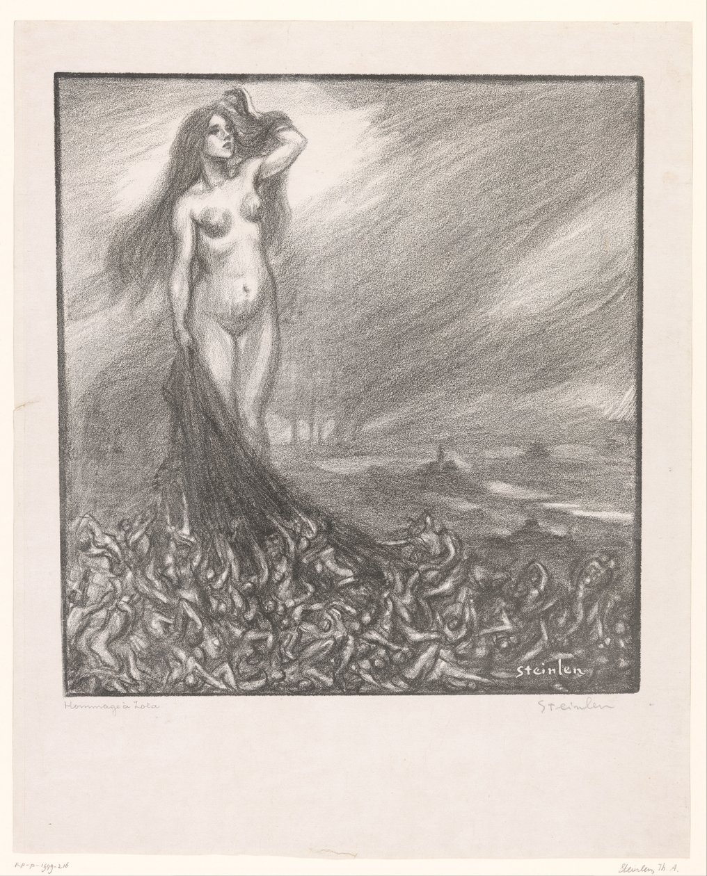 Kunnianosoitus Zolalle Hommage à Zola (otsikko esineessä) tekijältä Théophile Alexandre Steinlen (signed by artist)