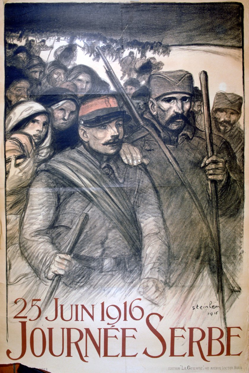 25. kesäkuuta 1916 - Serbian päivä, Ranskan ensimmäisen maailmansodan juliste, 1916 tekijältä Théophile Alexandre Steinlen