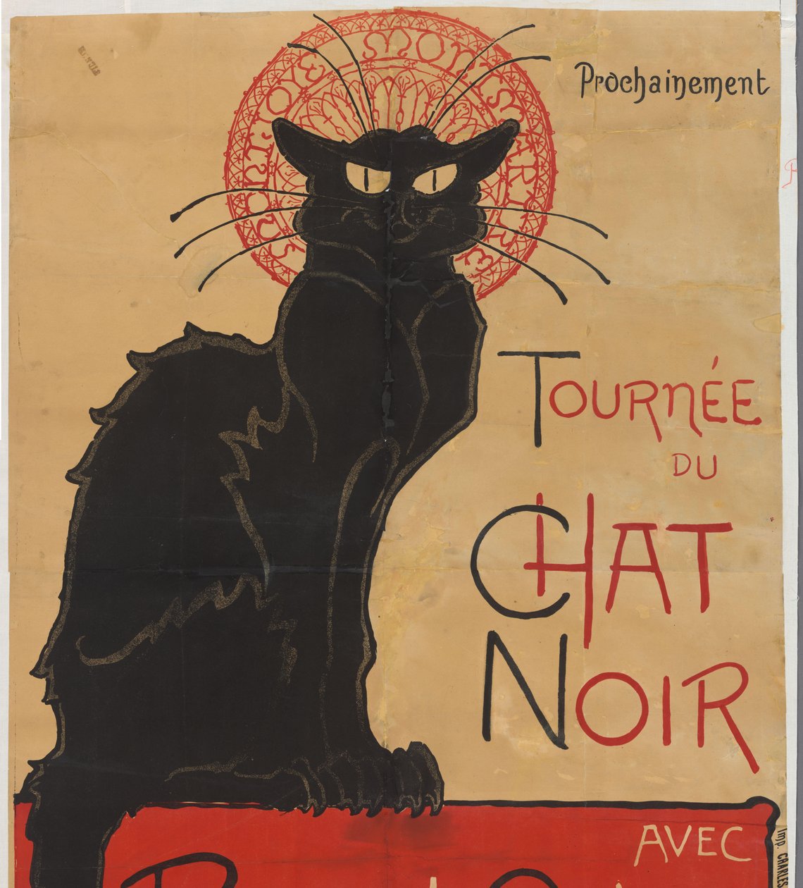 Juliste Pariisin teatterikahvilalle Le Chat Noir Chat Noir -kiertue Rodolphe Salisin kanssa (otsikko esineessä) tekijältä Théophile Alexandre Steinlen