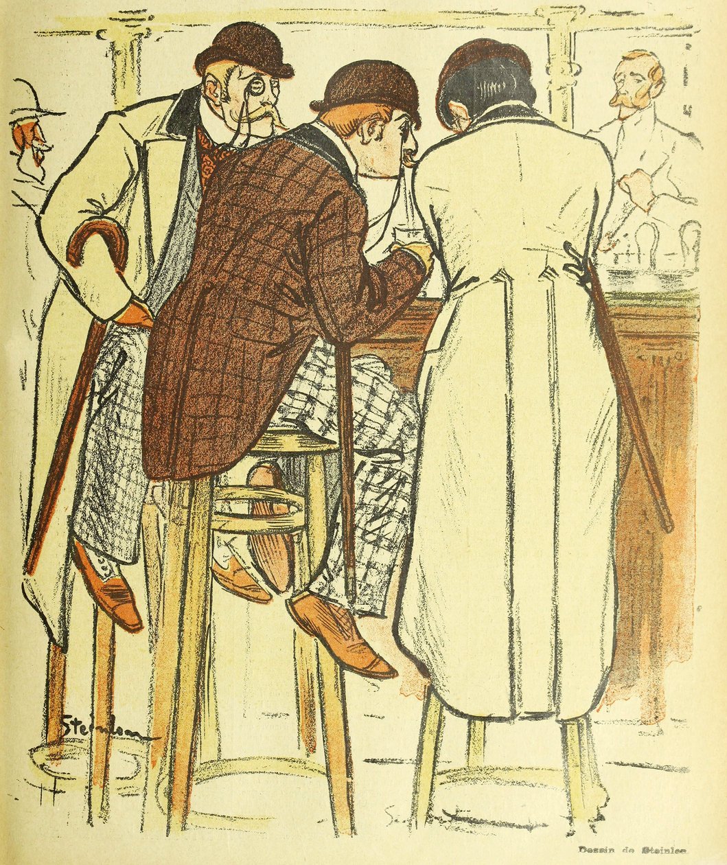 Baarissa, Gil Blas Illustren pubista. 1899 värilitografia, 1899. tekijältä Théophile Alexandre Steinlen