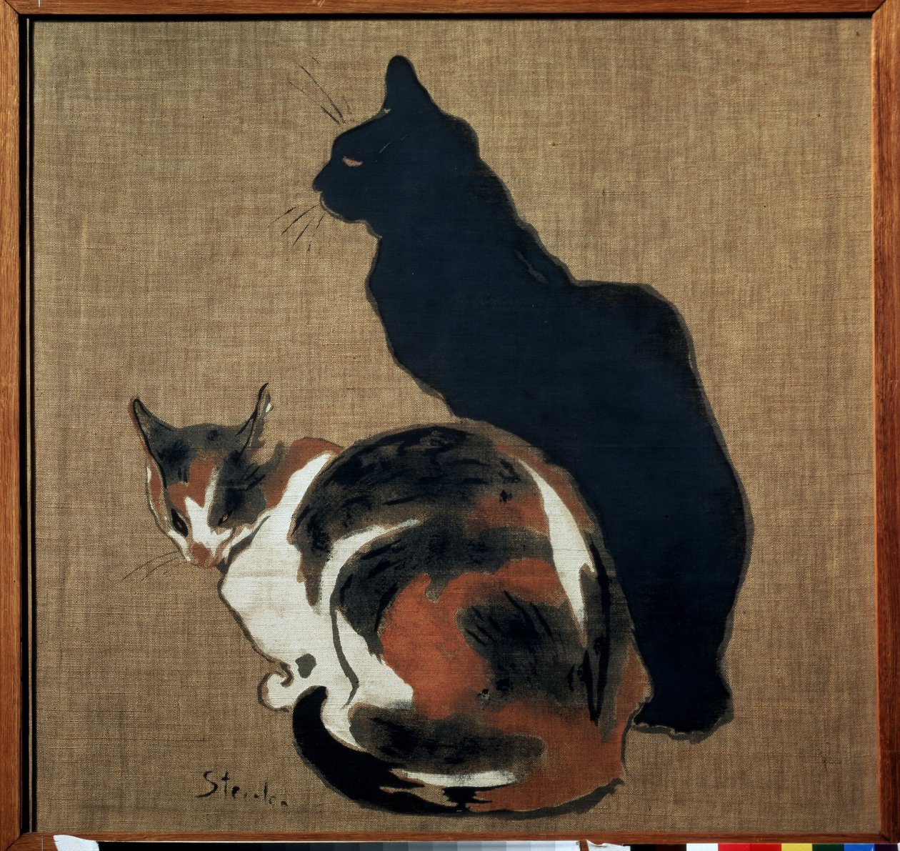 ""Kaksi kissaa"" (kaksi kissaa) Kissa ja sen varjo. Theophile Alexandre Steinlenin (1859-1923) maalaus 1894 Art Nouveau Koko 61x64 cm Pushkin-museo, Moskova tekijältä Théophile Alexandre Steinlen
