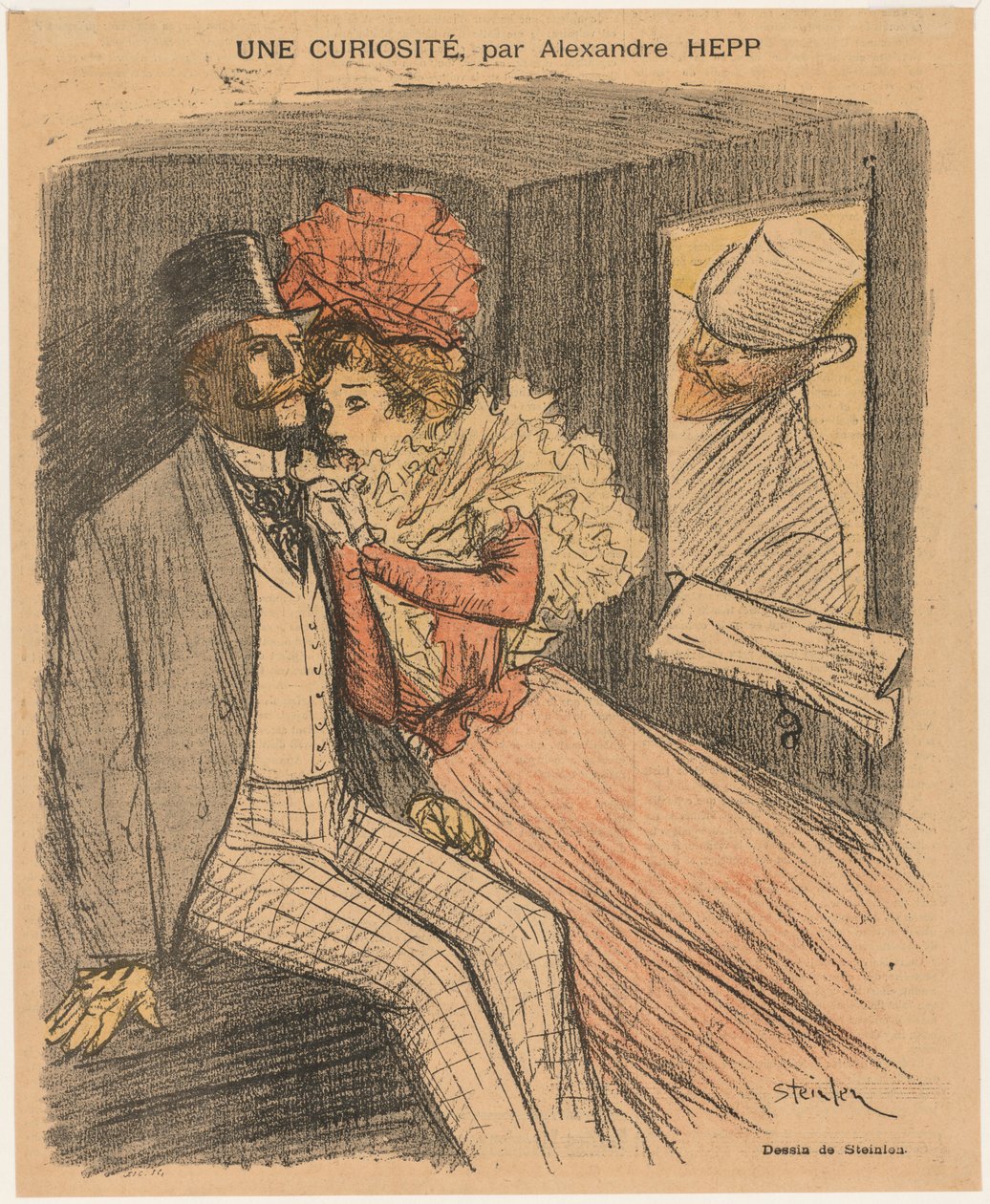 Kuvitettu Gil Blas: Uteliaisuus, kirjoittanut Alexandre Hepp, 1897. tekijältä Théophile Alexandre Steinlen