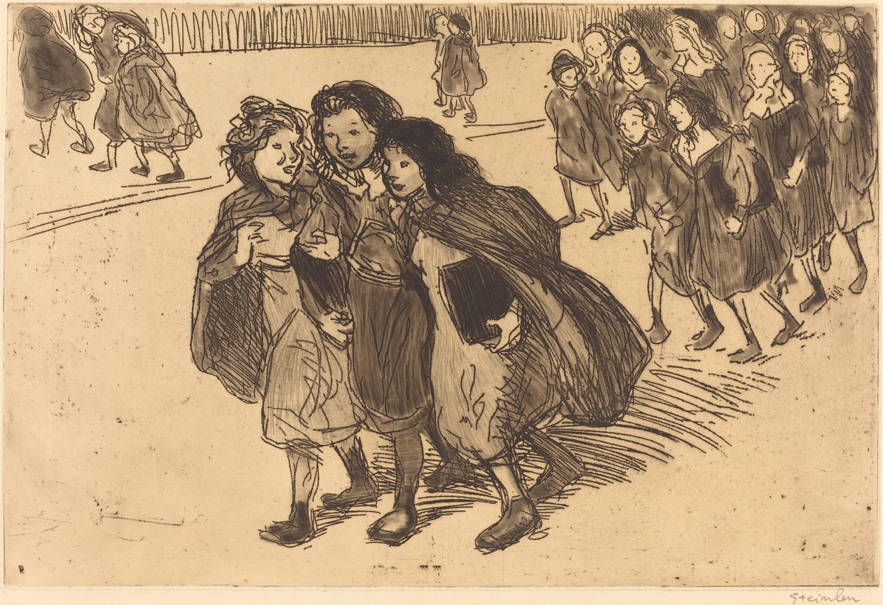 Tytöt koulusta Tulossa Tytöt koulusta, 1911. tekijältä Théophile Alexandre Steinlen