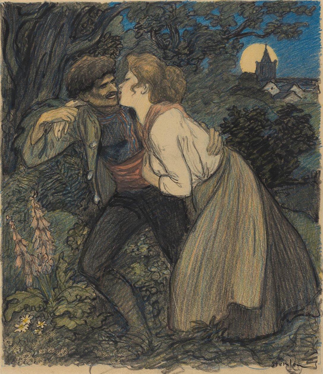 Koira suden kanssa, 1900. tekijältä Théophile Alexandre Steinlen