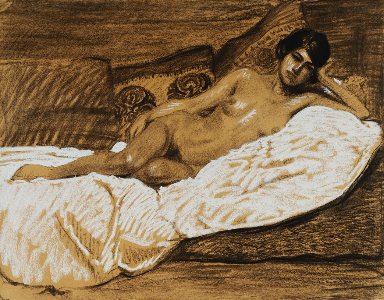 Alaston ojennettuna; Nu Allonge, tekijältä Théophile Alexandre Steinlen