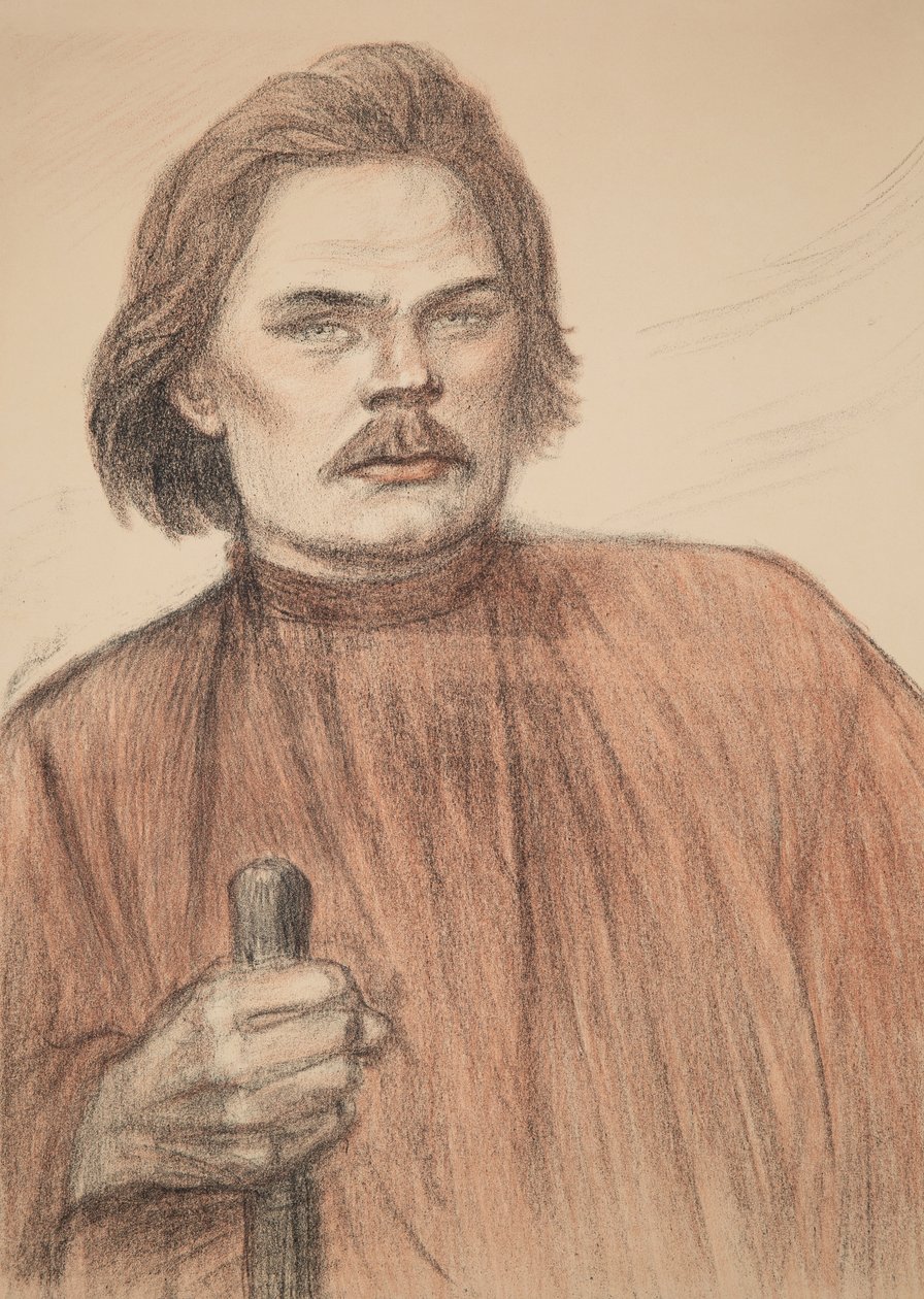 Muotokuva kirjailijasta Maksim Gorkin 1868-1939, 1905. tekijältä Théophile Alexandre Steinlen