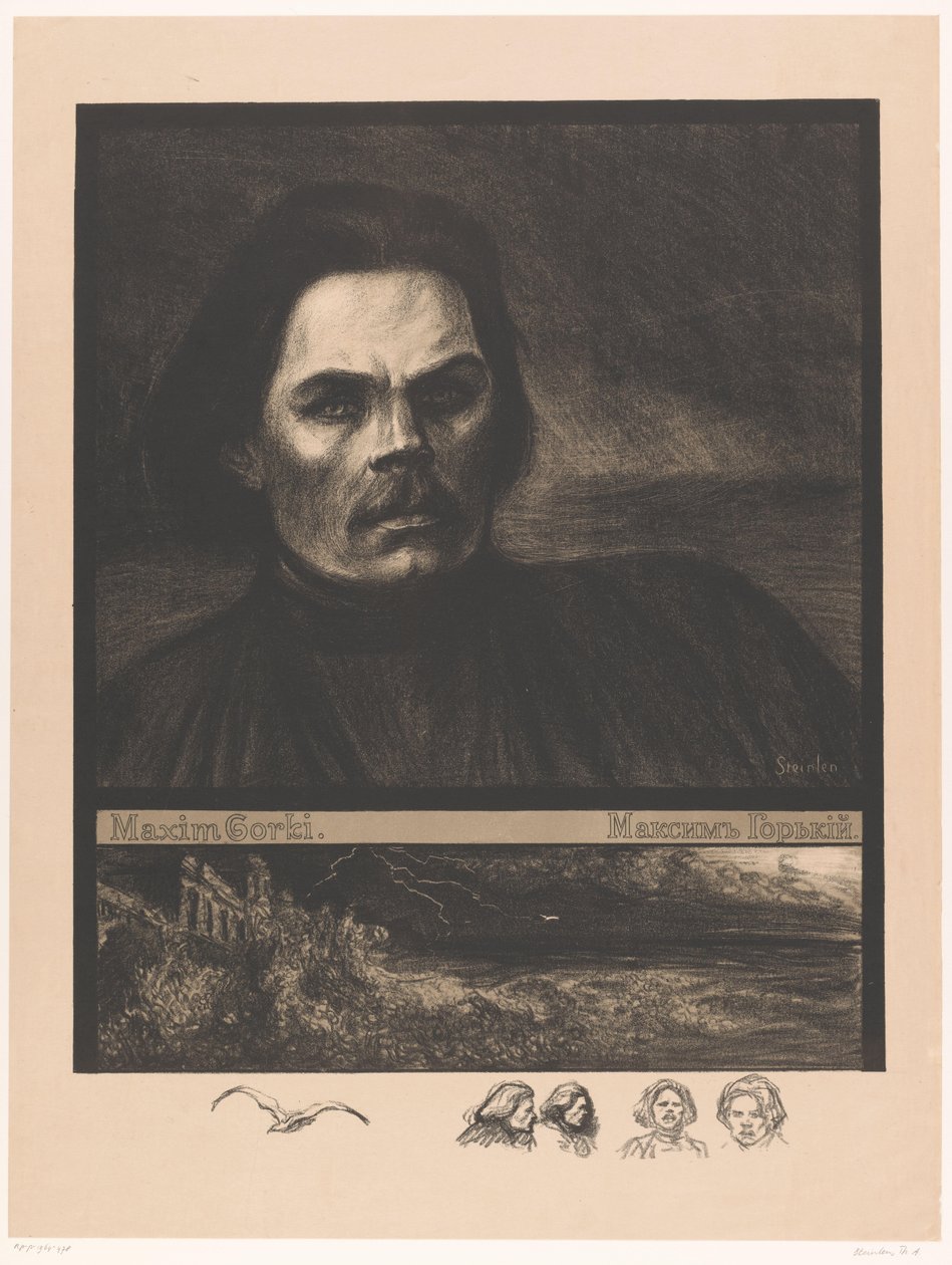 Van Maksim Gorkin muotokuva Maksim Gorki (nimi esineessä) tekijältä Théophile Alexandre Steinlen