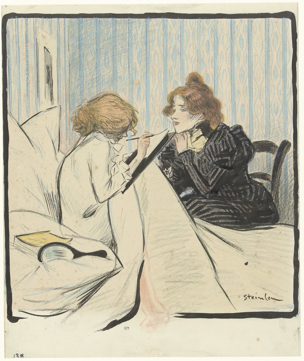 Kaksi naista makuuhuoneessa tekijältä Théophile Alexandre Steinlen