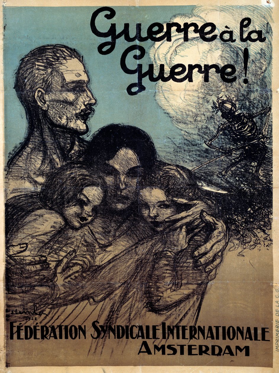 Sota sotaan. Theophile Alexandre Steinlenin juliste kansainvälisestä ammattiliittojen liitosta (1859 - 1923) tekijältä Théophile Alexandre Steinlen