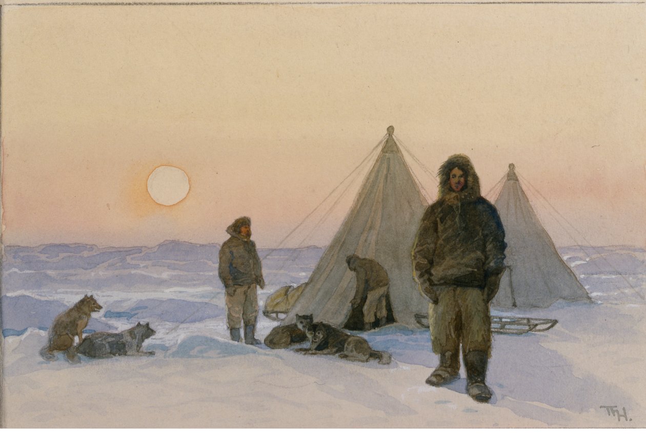 Napatutkijat (akvarelli paperille) tekijältä Thorolf Holmboe