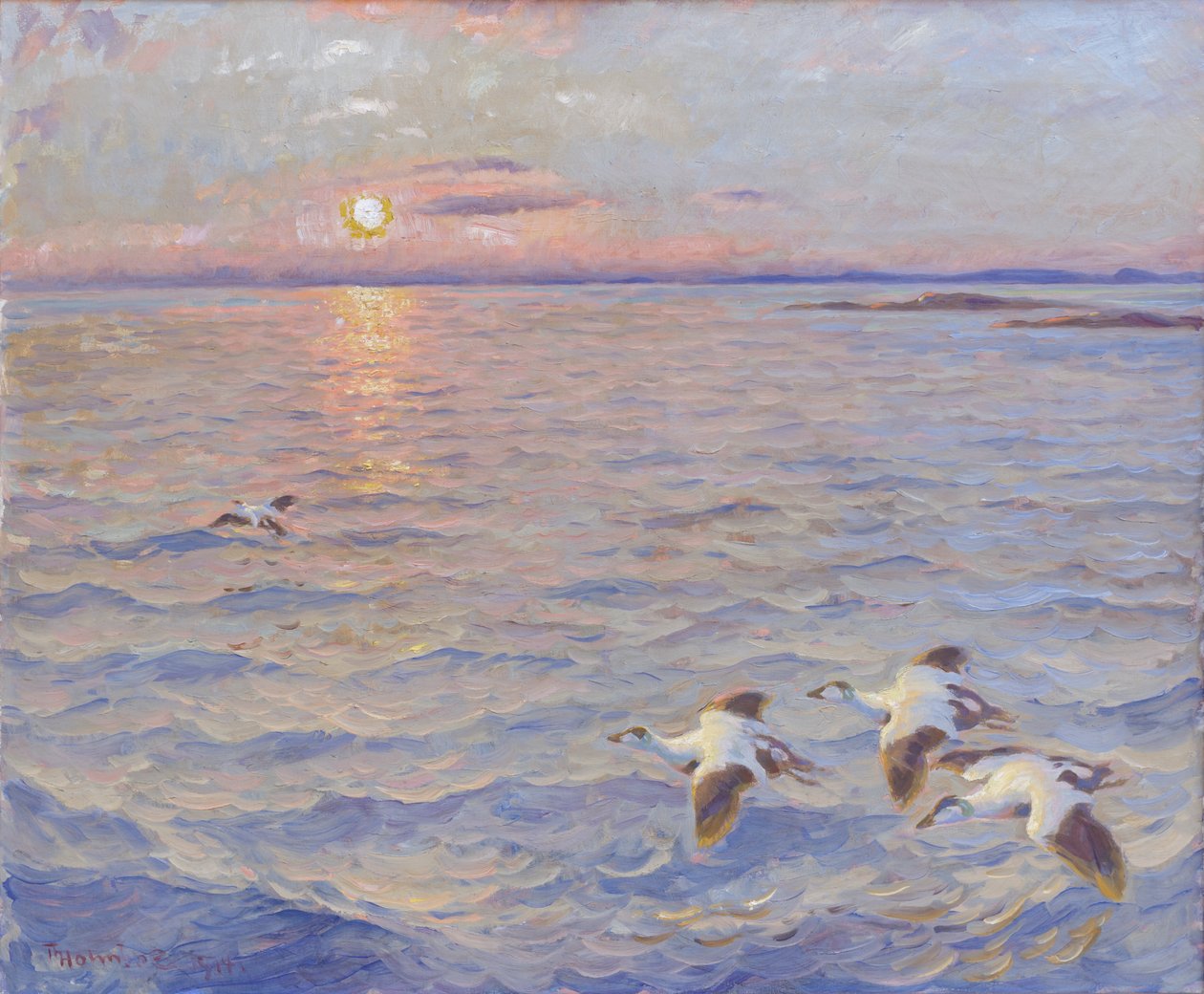 Auringonlasku Norjanmeren yllä tekijältä Thorolf Holmboe