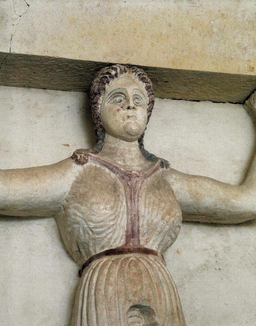 Sveshtarin traakialainen hauta, yksityiskohta naisen patsaasta Atlasissa, 3. vuosisadalla eKr. (kiviveistos) tekijältä Thracian Thracian
