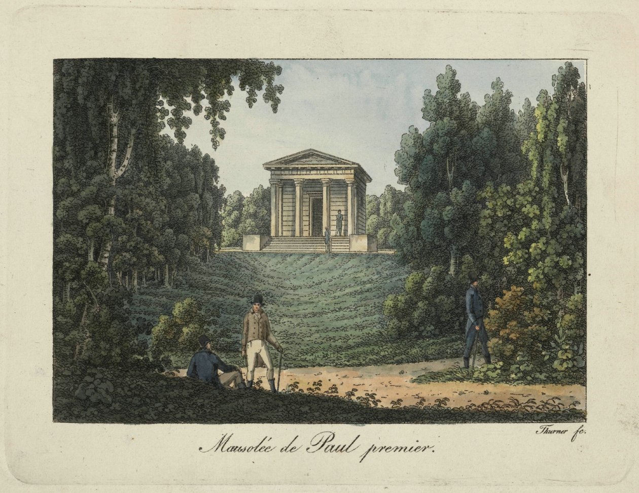 Paavali I:n temppeli tai Paavali I:n mausoleumi Pavlovskin puistossa, 1810-luku. tekijältä Thurner