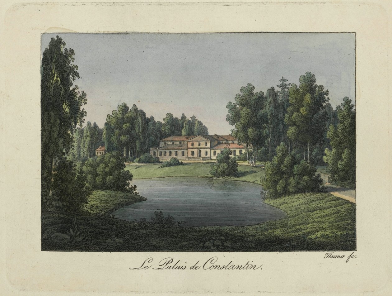Näkymä Konstantinuksen palatsista Pavlovskissa, 1810-luku. tekijältä Thurner