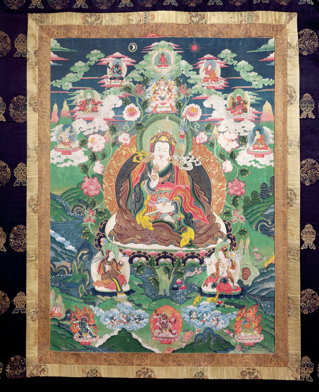 Tanka of Padmasambhava, noin 749 jKr (maalattu kangas) tekijältä Tibetan School