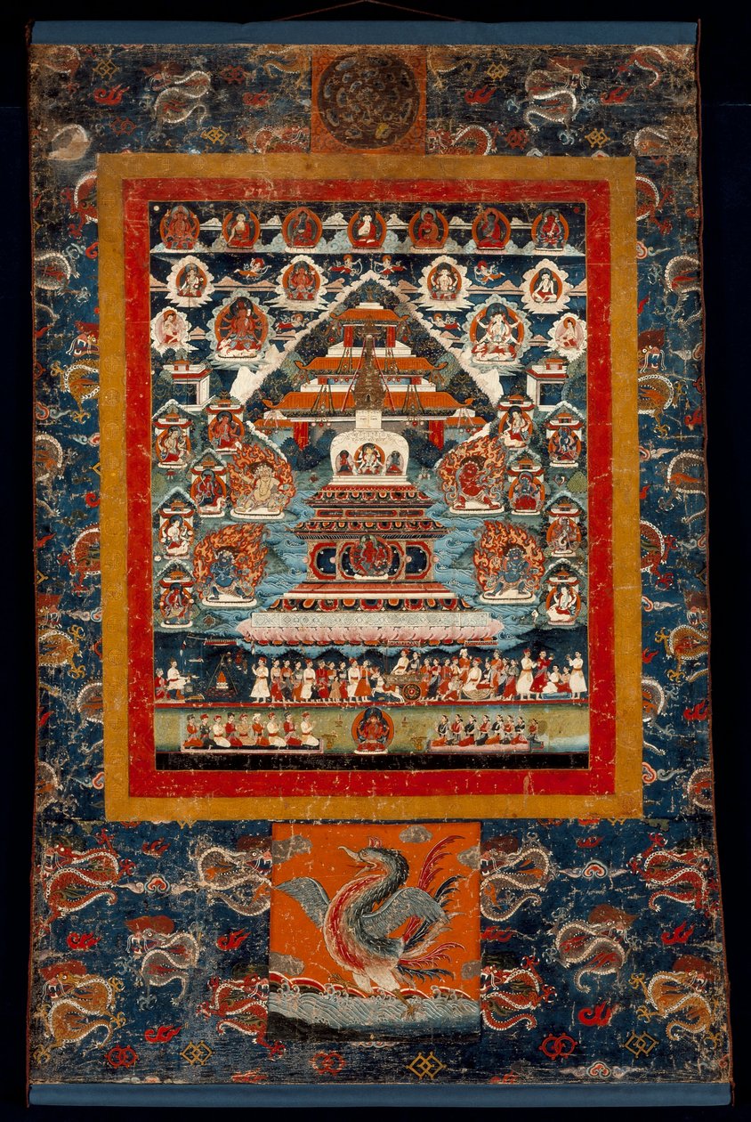 Muistothangka Bhimaratha-riitille, 1850-75 (Mineraalipigmentit puuvillakankaalla) tekijältä Tibetan School