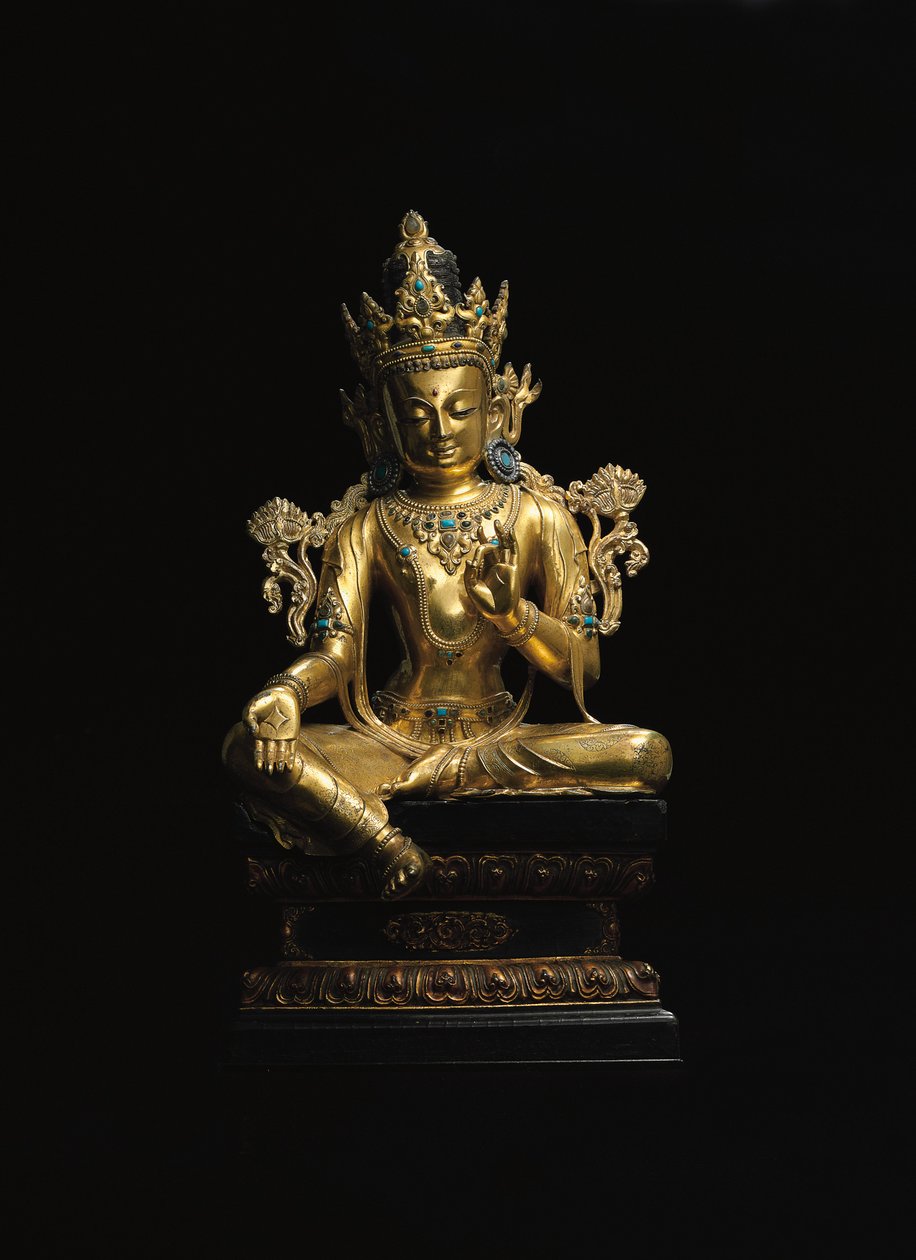 Avalokiteshvaran keisarillinen hahmo (katso myös 474250-474254) (kullattua pronssia) tekijältä Tibetan School