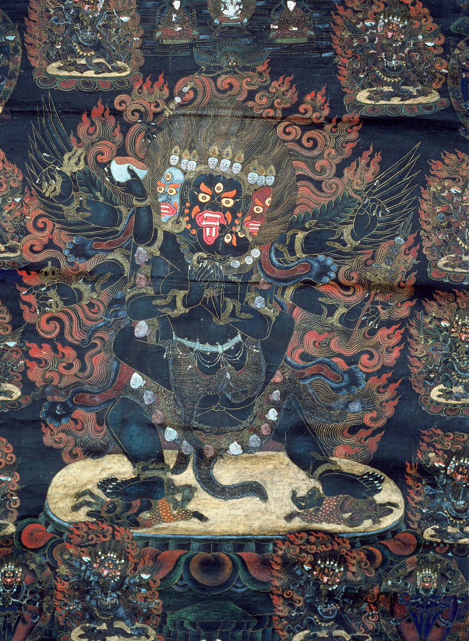Mandala (maalattu pergamentti) tekijältä Tibetan School