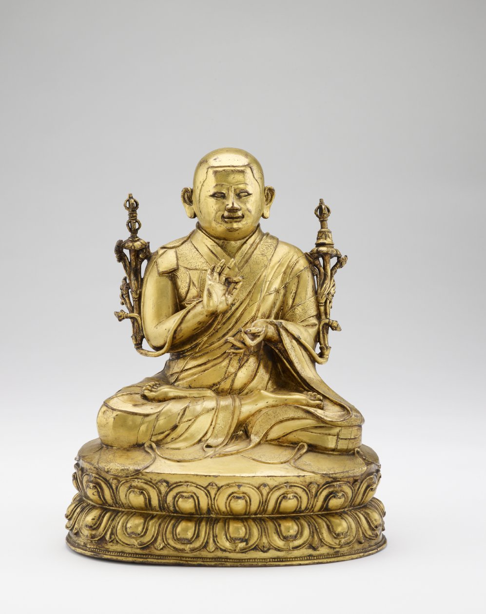 Shalu Lama Rinchen Khyenrab Chokdrub Palzangpo, n. 1600 (kullattu kupariseos, pigmenttijälkiä) tekijältä Tibetan School