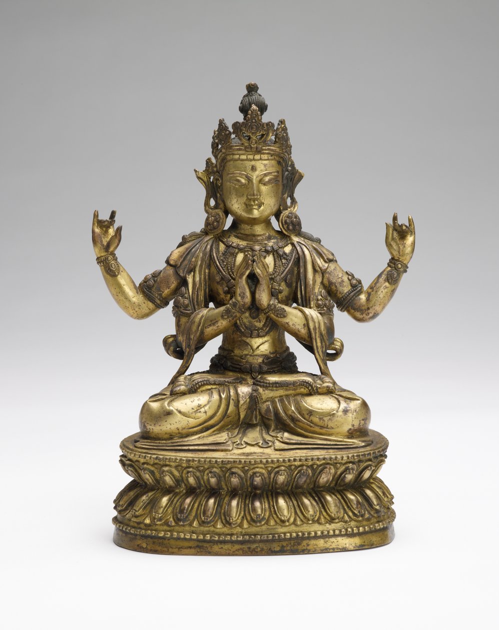 Sukhavati Avalokiteshvara, 1600-luvun loppu - 1700-luvun alku (kullattu kupariseos) tekijältä Tibetan School