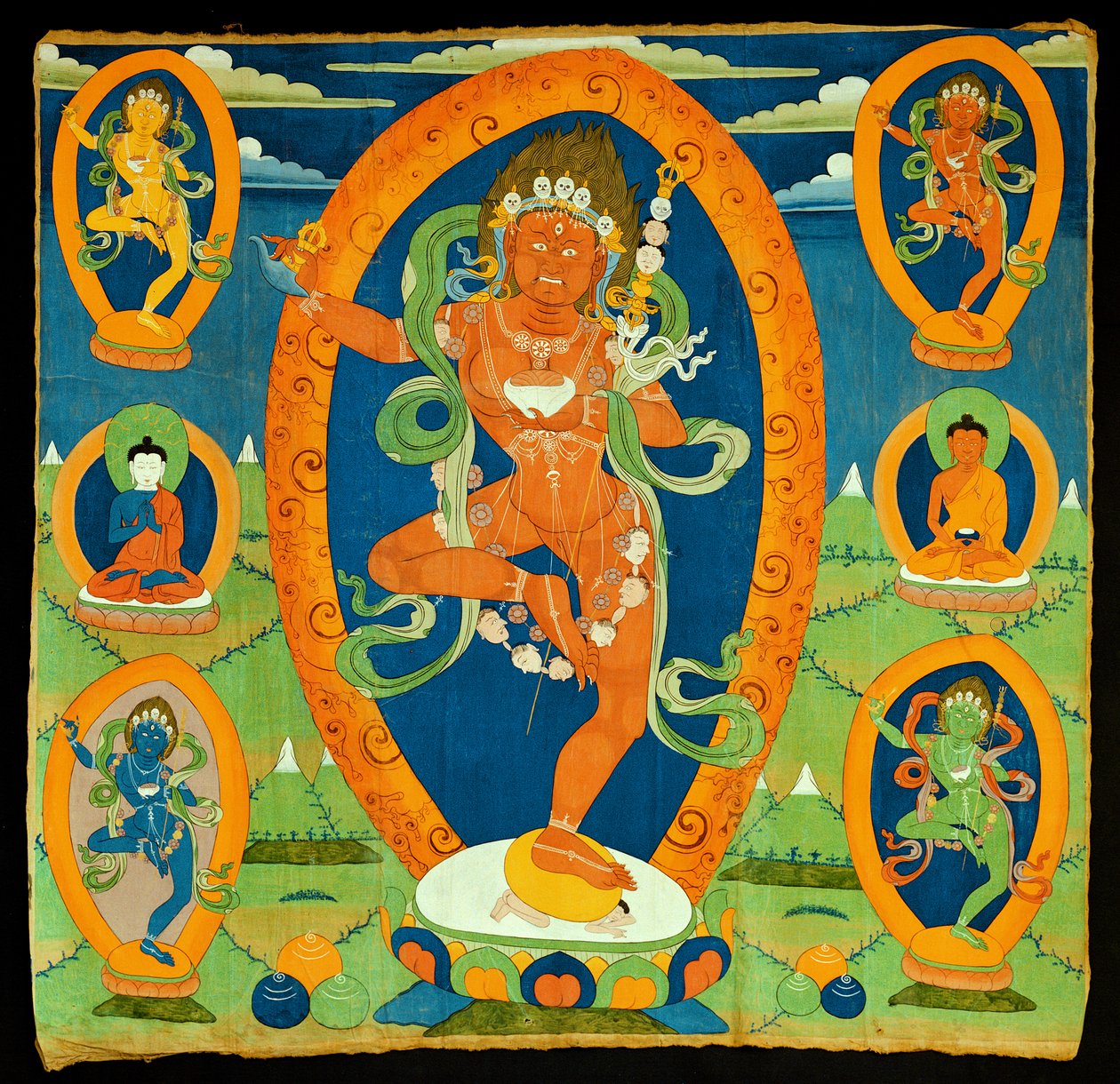 Thangka-maalaus, joka kuvaa Dakini Vajravarahia (Do rje pag mo) tiibetiläistä, 1800-luku (pentukka kalikossa) tekijältä Tibetan School