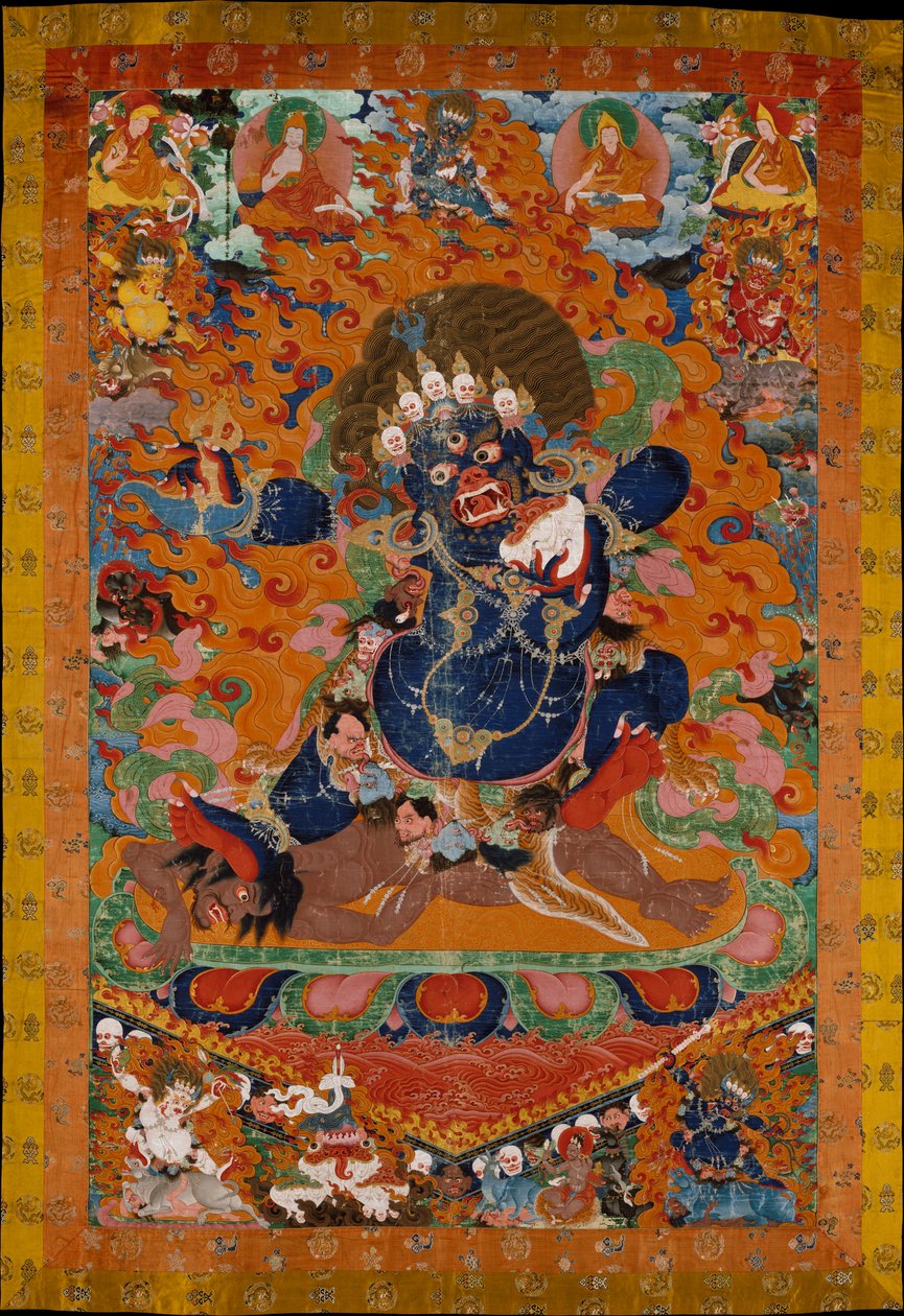 Yamantaka, kuoleman jumalan tuhoaja, n. 1700-30 tekijältä Tibetan School