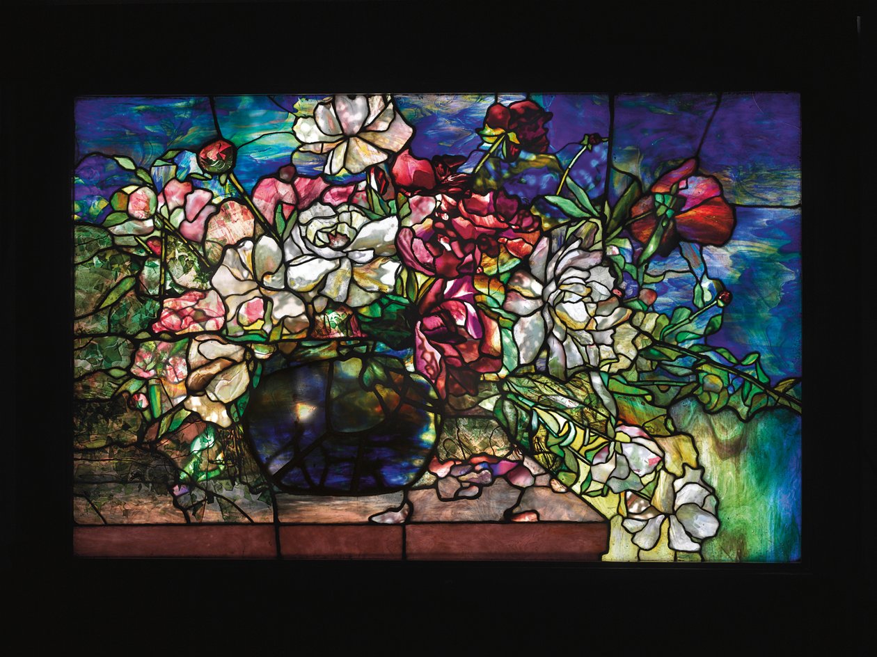 "Pioni"-ikkuna Darius Goffin talosta, Pawtucket, Rhode Island, n. 1893 tekijältä Tiffany Studios