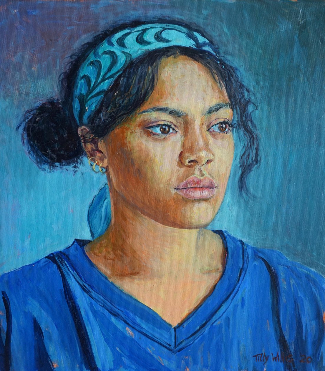 Girl in Blue 2020 (öljy kankaalle) tekijältä Tilly Willis