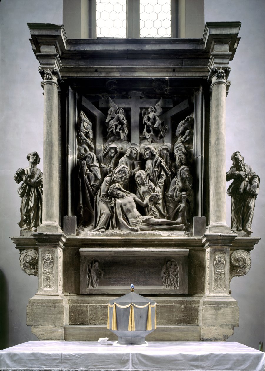 Alttaritaulu, joka kuvaa Kristuksen valitusta, n. 1526 tekijältä Tilman Riemenschneider