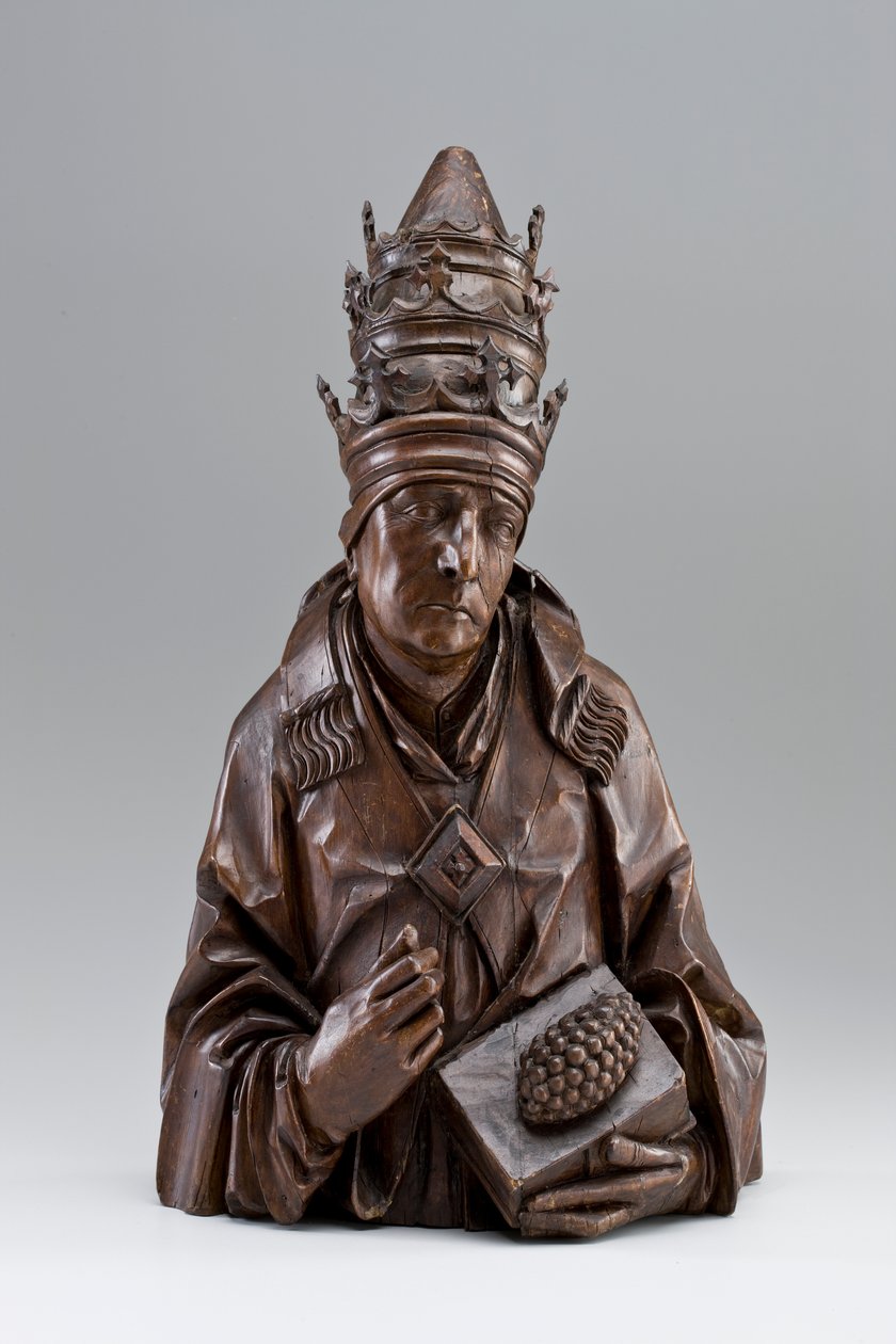 Pyhän Urbanin rintakuva. n. 1500 (lemmuspuu) tekijältä Tilman Riemenschneider