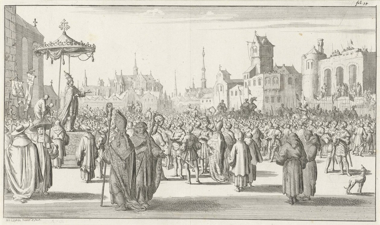 Paavi Urbanus II saarnaa ensimmäistä ristiretkeä 1683 tekijältä Timotheus Ten Hoorn