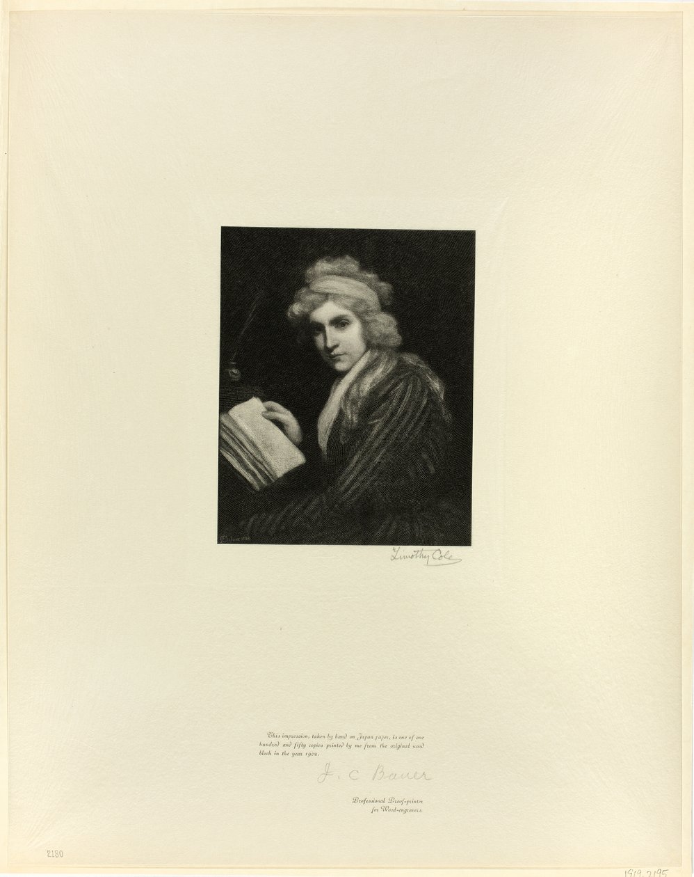 Mary Wollstonecraftin muotokuva Old English Mastersilta tekijältä Timothy Cole