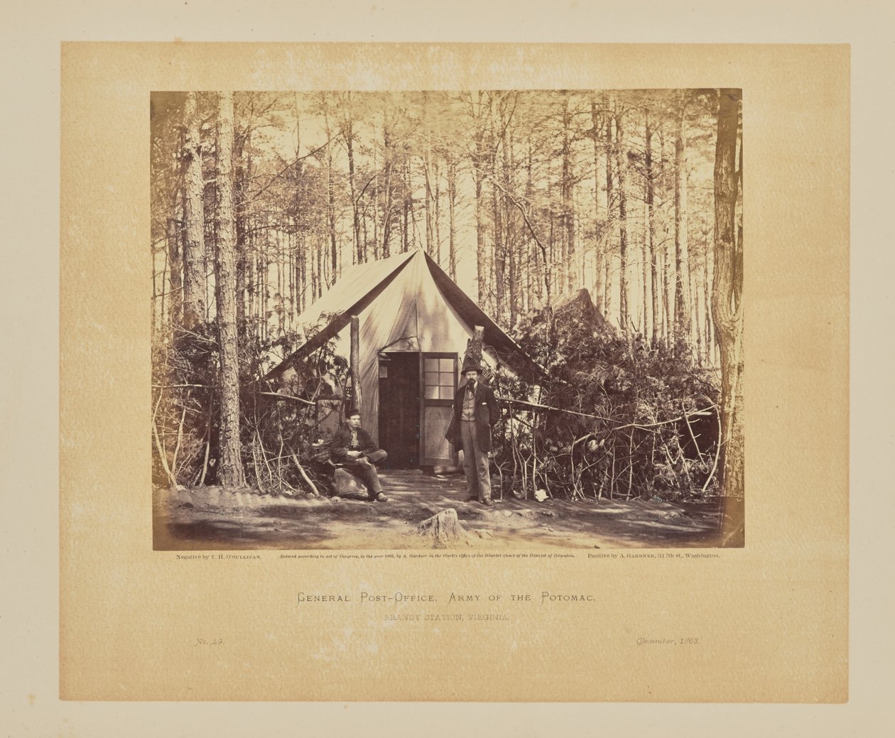 Potomacin armeijan yleinen postitoimisto, Brandy Station, Virginia. tekijältä Timothy H. OSullivan