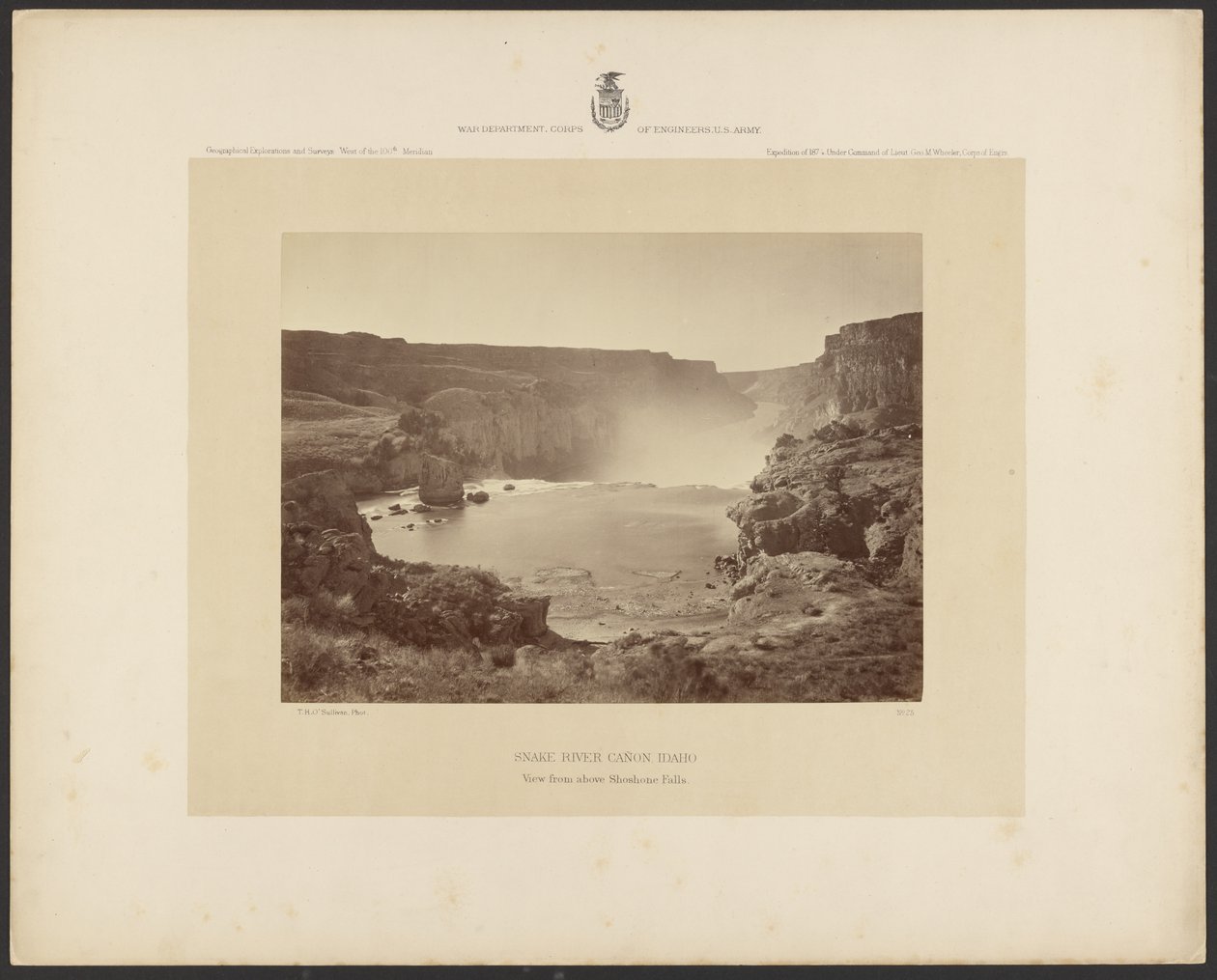 Snake River Cañon, Idaho, näkymä Shoshone Fallsin yläpuolelta tekijältä Timothy H. OSullivan