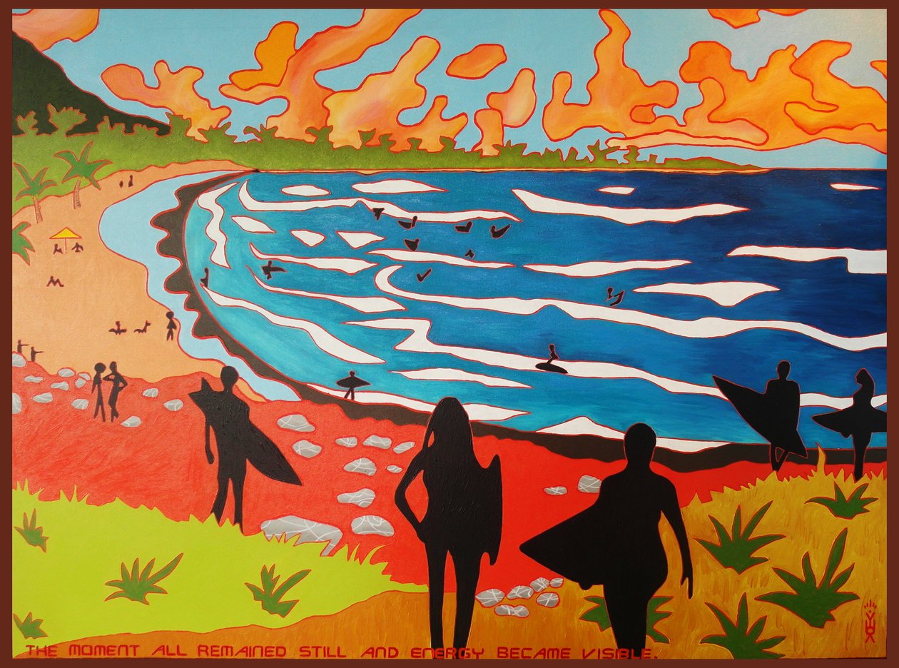 Dulan Beach Surfers, 2010, öljy kankaalle tekijältä Timothy Nathan Joel