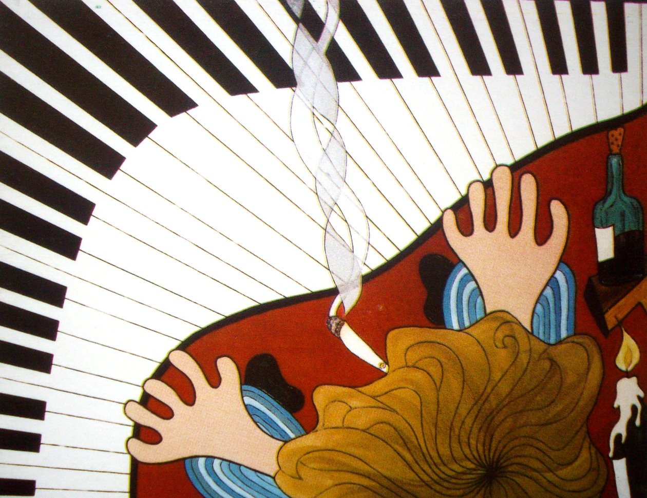Piano mies, 2001, öljy kankaalle tekijältä Timothy Nathan Joel
