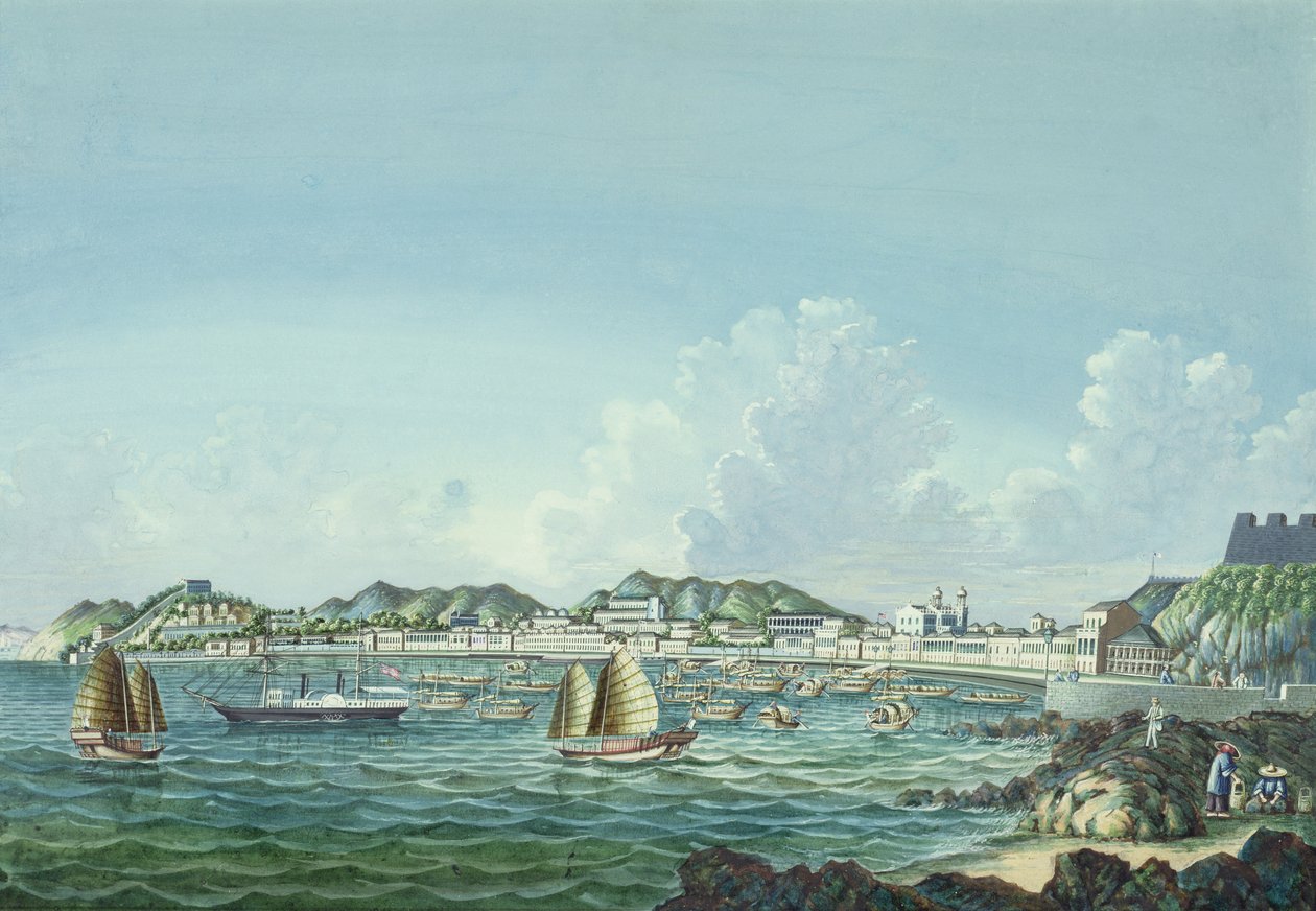 Näkymä Macaosta, n. 1860 (muste ja wc paperilla) tekijältä Tinqua