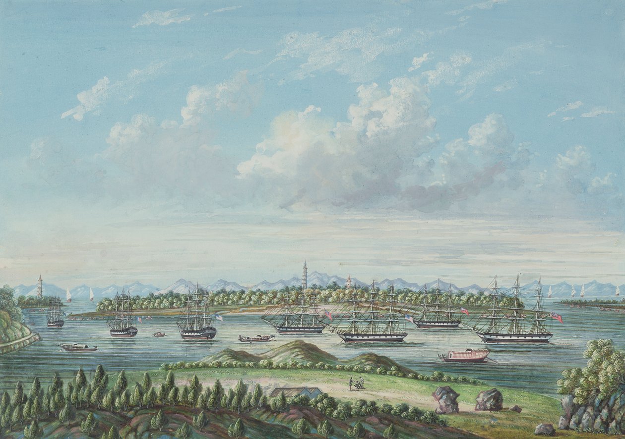 Näkymä Whampoasta, noin 1860 (tussi ja wc paperille). tekijältä Tinqua