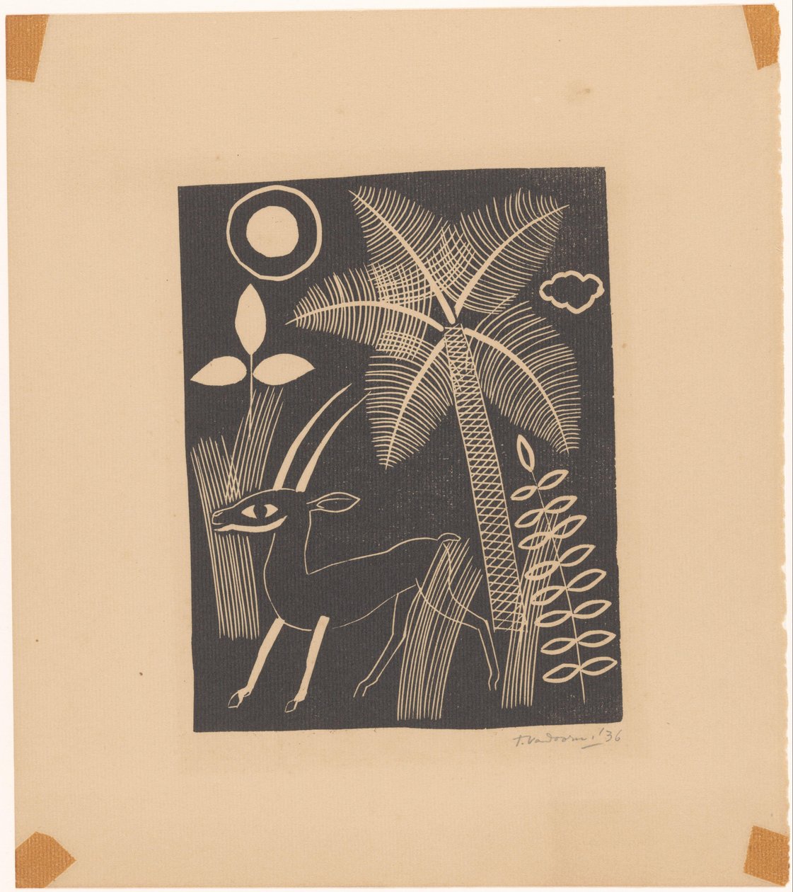Cérvol amb acabat palmera tekijältä Tinus van Doorn (signed by artist)
