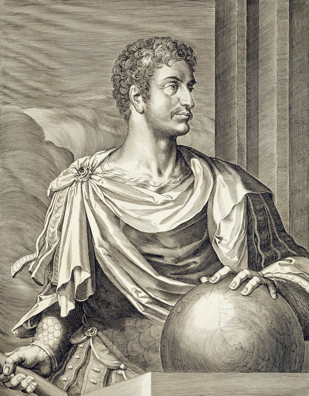 D. Octavius ​​​​Augustus (63 eKr. - 14 jKr.) Rooman keisari 27 eaa. - 14 jKr., kaiverrus Aegidius Sadler (1570-1629) tekijältä Tiziano Vecelli