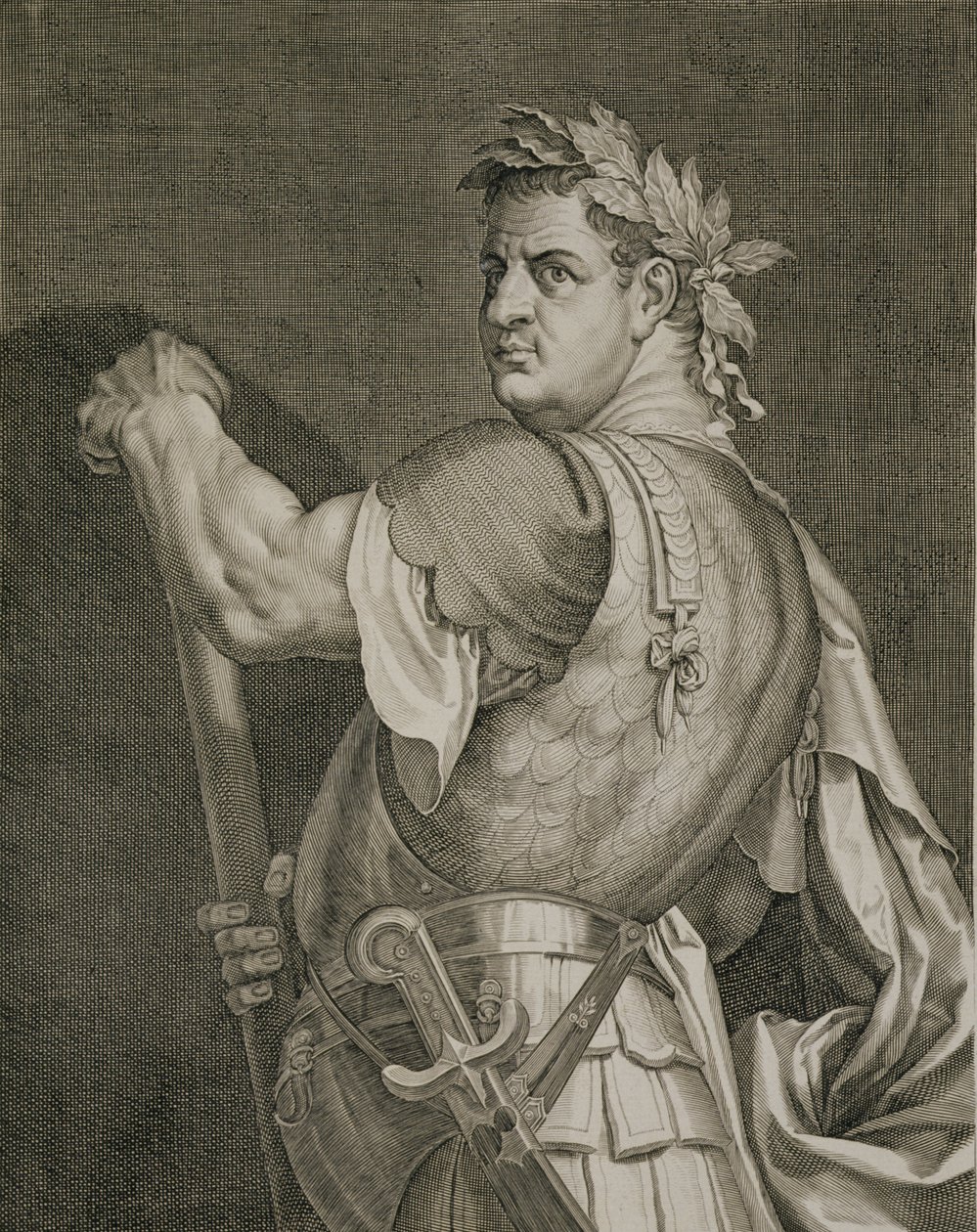 D. Titus Vespasianus Rooman keisari 79-81 jKr., kaiverrus Aegidius Sadeler (1570-1629) tekijältä Tiziano Vecelli