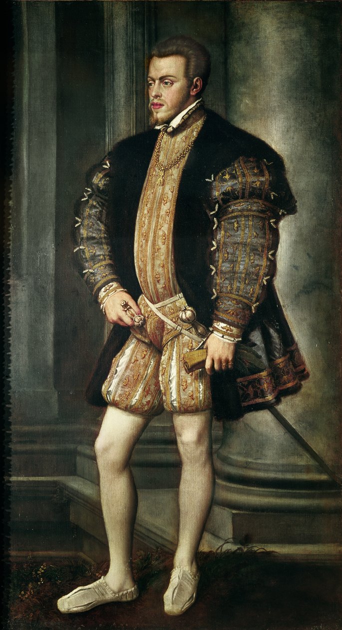 Espanjalaisen Philip II:n muotokuva, n. 1550 tekijältä Tiziano Vecelli