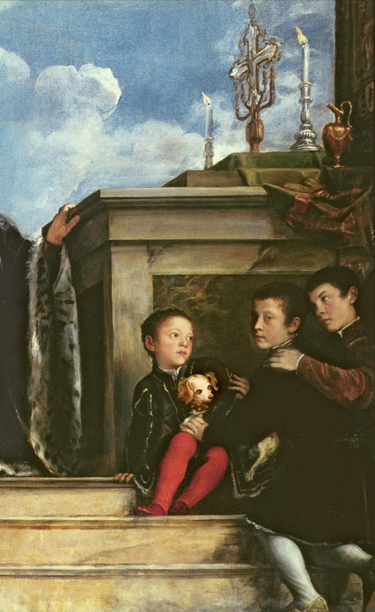 Vendramin-perhe, 1543-47 öljy kankaalle yksityiskohta 146860 tekijältä Tiziano Vecelli