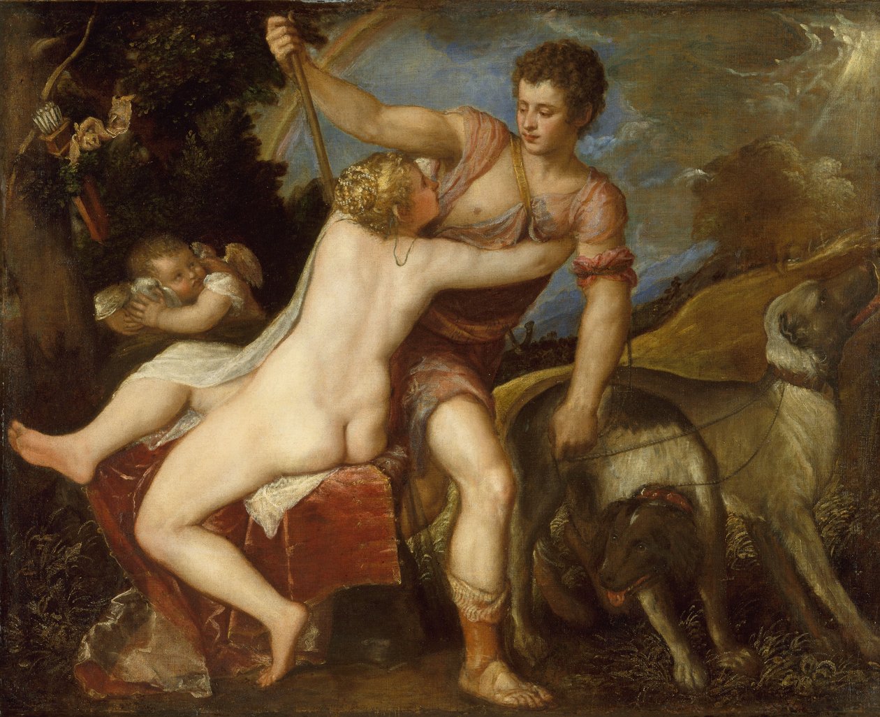 Venus ja Adonis, noin 1560 tekijältä Tiziano Vecelli