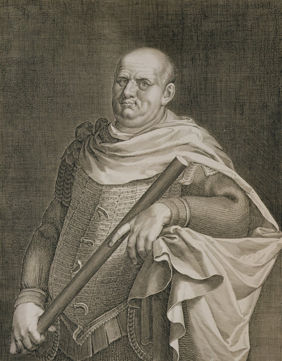 Vespasianus (9-79 jKr.) Rooman keisari 69-79 jKr., kaiverrus Aegidius Sadeler (1570-1629) tekijältä Tiziano Vecelli