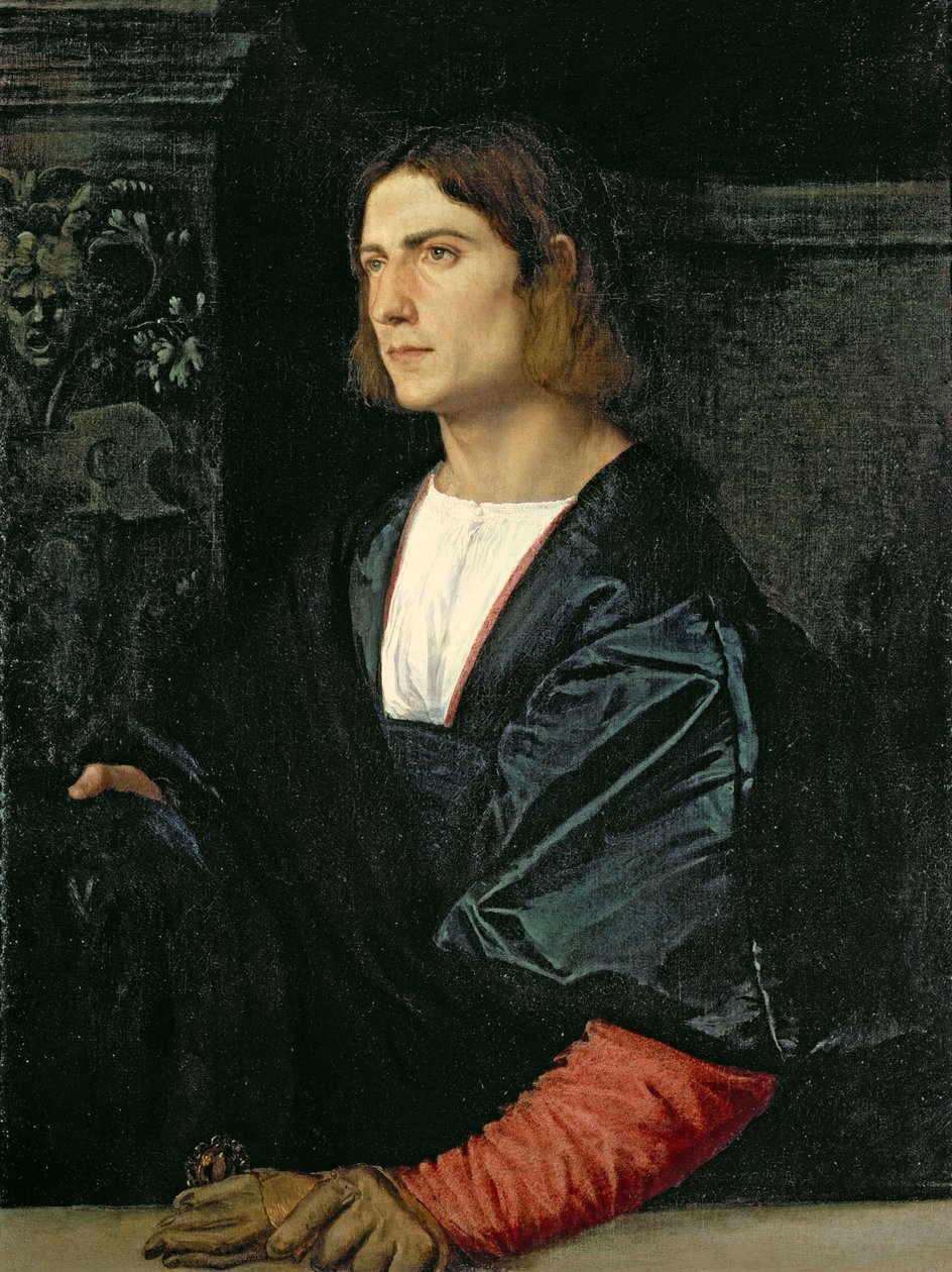 Nuori mies pipo ja hanskat, n. 1515 tekijältä Tiziano Vecelli