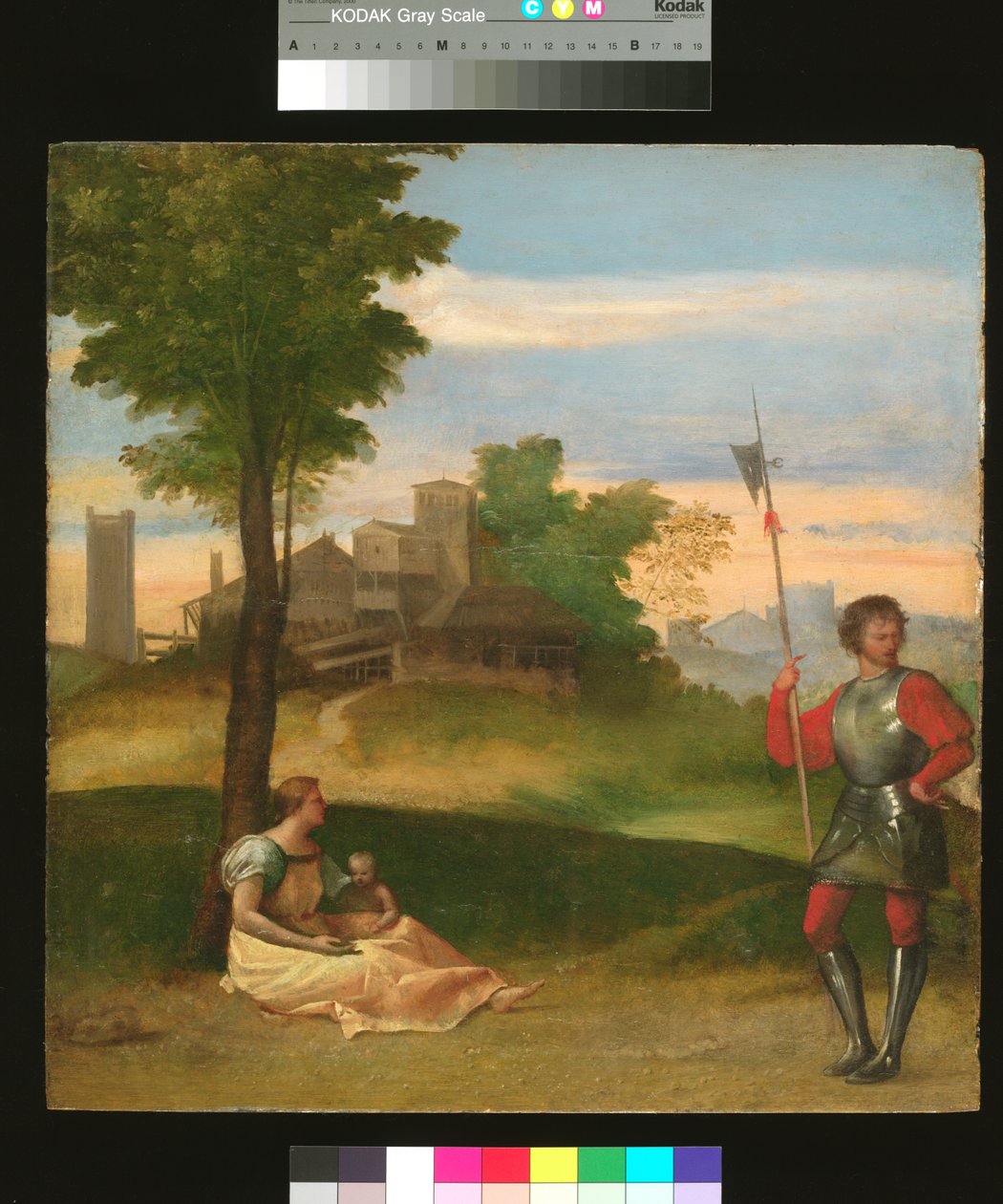 Idylli: 1505-10 (öljy paneelille). tekijältä Titian (c.1488 1576) (attr. to)