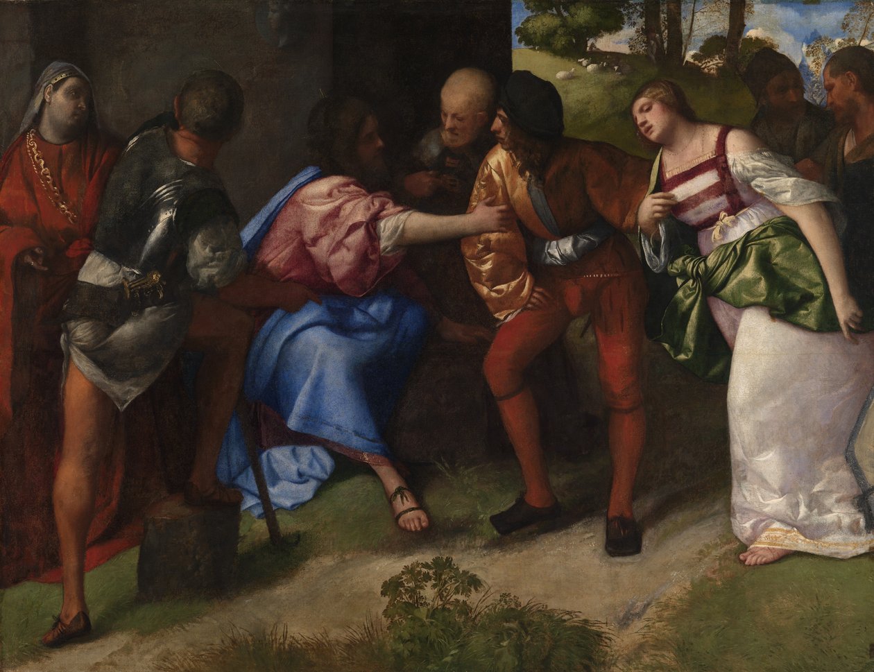 Kristus ja aviontekijä, n. 1508-1010 (öljy kankaalle) tekijältä Titian (c.1488 1576)