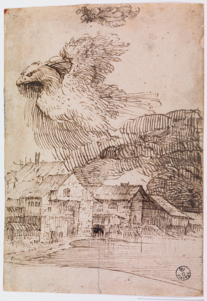 Talot ja kotka (kynä ja muste paperille) tekijältä Titian (c.1488 1576)