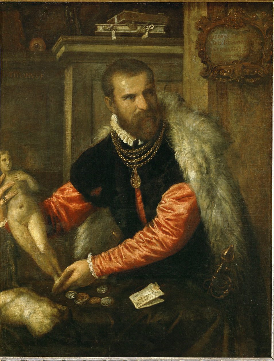 Jacopo de Strada ... (öljy kankaalle) tekijältä Titian (c.1488 1576)